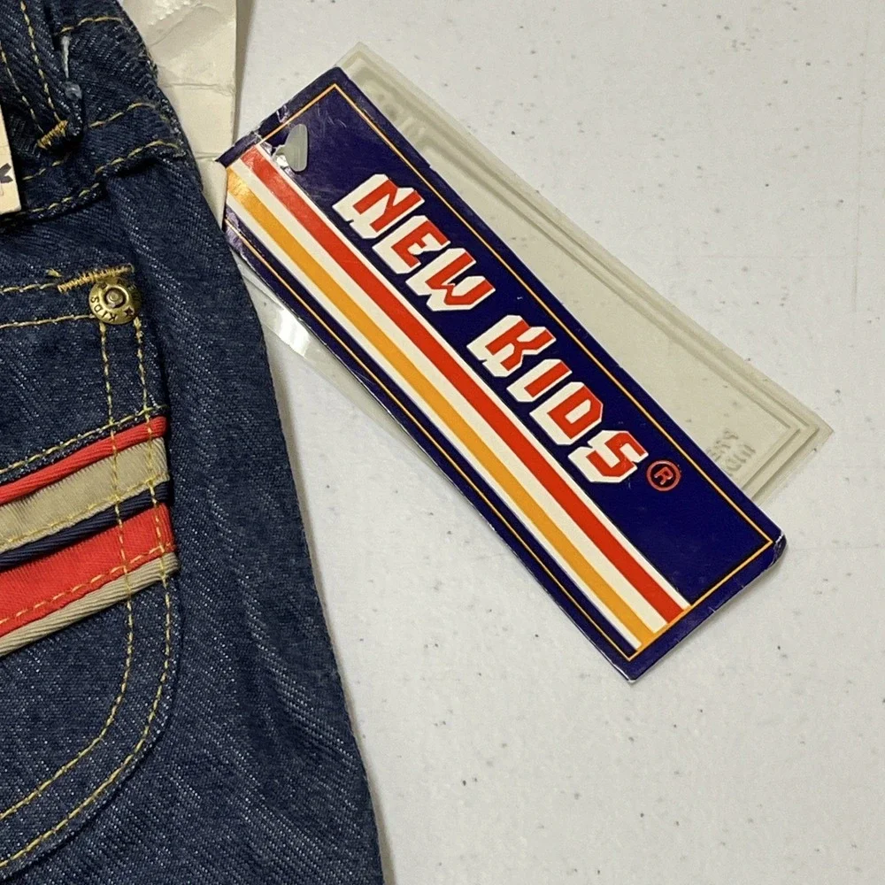 Vintage New Kids Jeans Boys 2T Dark Indigo Back Pocket Detail Retro 70s 80s